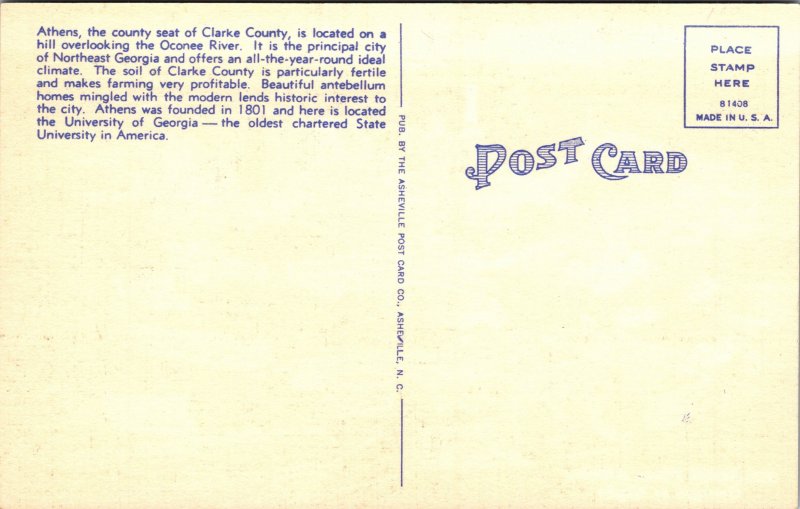 Postcard GA Athens Aerial View at night