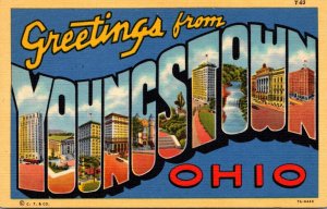 Ohio Greetings From Youngstown Large Letter Linen 1949 Curteich