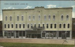 Lamar MO Opera House Block c1910 Postcard