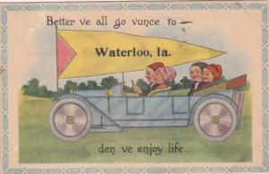 Iowa Waterloo Dutch Kids In Car 1913 Pennant Series