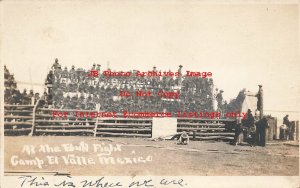 Mexico Border War, RPPC, US Soldiers at Bull Fight in Camp El Valle Mexico