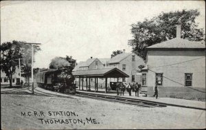 Thomaston Maine ME M.C. Railroad Train Station Depot Vintage Postcard