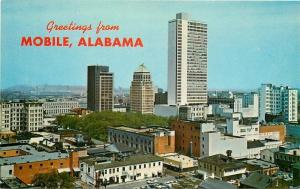 Birdseye View 1960s Mobile Alabama Postcard Bryson Mock Photocolor