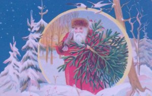 1900s Santa Claus Old World Tree Snow Antique Vintage Christmas Postcard Germany