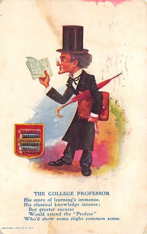 The College Professor Cartoon Occupation, Teacher 1906 