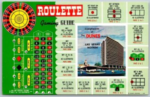 Vtg Las Vegas Nevada NV Roulette Gaming Guide Dunes Hotel Resort Postcard