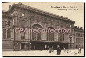 Old Postcard Strassburg i Els Bahnhof Strasbourg Central Station