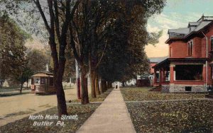 North Main Street Streetcar Butler Pennsylvania 1910c postcard