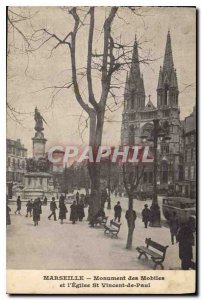 Postcard Old Marseille Monument Mobile and the Church of St. Vincent de Paul