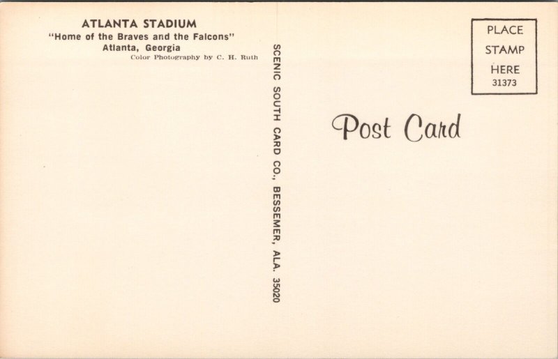 Atlanta Stadium Home of the Braves and the Falcons Atlanta GA Postcard PC435