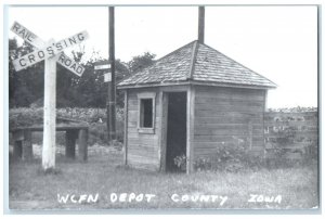 c1960 WCFN Depot County Iowa IA Railroad Train Depot Station RPPC Photo Postcard