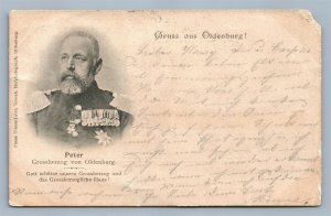 PETER GROSSHERZOG VON OLDENBURG GERMANY ANTIQUE POSTCARD w/ STAMPS