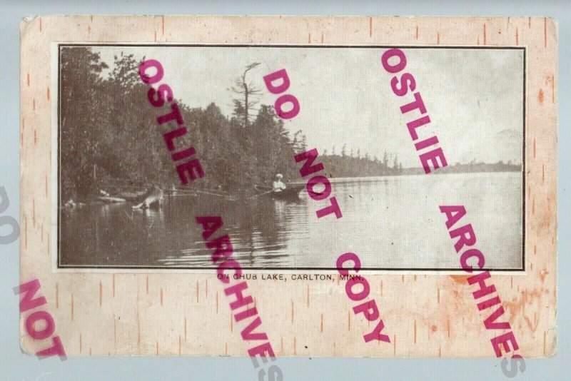 Carlton MINNESOTA 1910 BOATING ON CHUB LAKE nr Duluth Proctor Cloquet Wrenshall