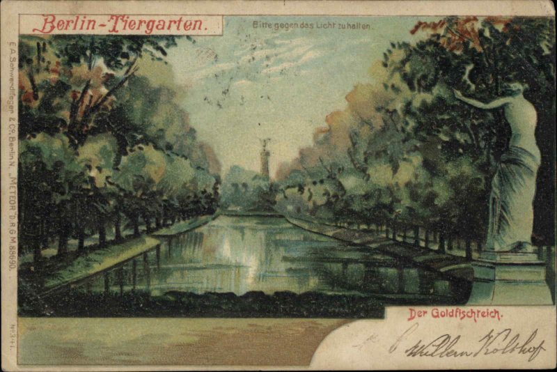 Berlin Germany Tiergarten Park Hold to Light HTL Meteor c1900 Vintage Postcard