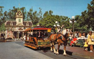 Disneyland, 01110404, Horse-drawn Streetcar on Main Street, USA, Old Postcard,