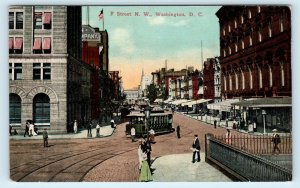 WASHINGTON, DC ~ F STREET SCENE ~ Streetcar 1912  Postcard