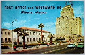 Vtg Phoenix Arizona AZ Post Ofiice & Hotel Westward Ho Street View Postcard