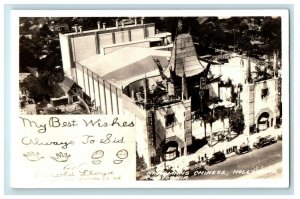 c1940's Bird's Eye View Of Graumans Chinese Hollywood CA RPPC Photo Postcard