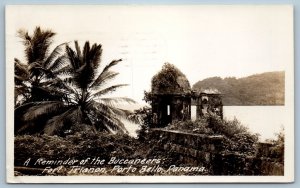 Panama Postcard A. Reminder of the Buccaneers Fort Trianon 1946 RPPC Photo
