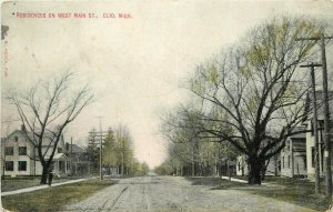 c1911 Postcard; Clio MI Residences on West Main Street, Genesee County, Posted 