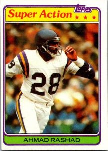 1981 Topps Football Card Ahmad Rashad Minnesota Vikings sk60498