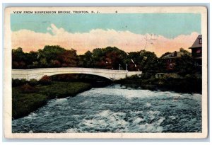 1927 View From Suspension Bridge Trenton New Jersey NJ Vintage Posted Postcard