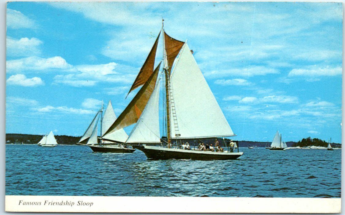Postcard Famous Friendship Sloop Races Friendship, Maine United