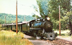 Vintage Postcard East Broad Railroad's Number 12 Two-Coach Train Locomotive Penn