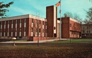 City Hall Government Building Danbury Connecticut Red Brick Flag Postcard