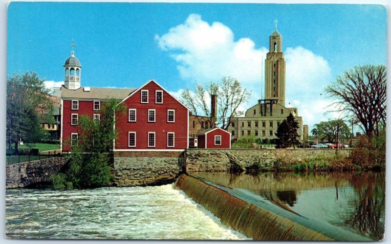 Postcard - Slater Mill And City Hall - Pawtucket, Rhode Island