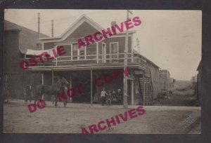 Frazee MINNESOTA RPPC c1910 LIVERY STABLE Horse MAIN STREET nr Detroit Lakes KB