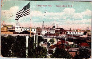 Postcard PARK SCENE Coney Island New York NY AL2486