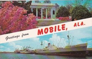 Alabama Greetings From Mobile Showing State Docks & Soldiers and Sailors ...