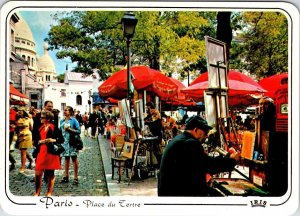 Paris, France  PLACE DU TERTRE Montmartre Street Artist's/Painters  4X6 Postcard