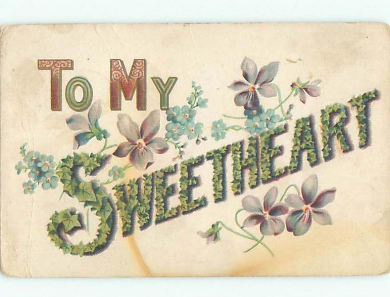 Pre-Linen LANGUAGE OF FLOWERS - TO MY SWEETHEART - SPELLED WITH IVY W7038