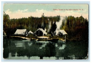 1920 Camp Scene In The Adirondacks New York NY Posted Vintage Postcard 