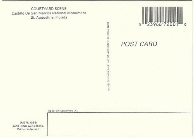 Castillo De San Marcos, Courtyard Scene, St. Augustine, Florida, Chrome Postcard