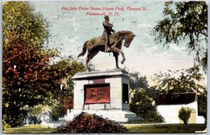 Portsmouth New Hampshire NH, 1910 Fitz John Porter Statue In Haven Park Postcard