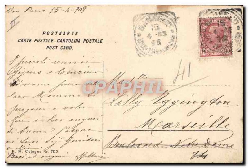 Postcard Old Car Female Children