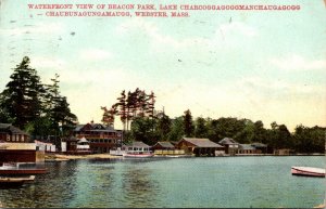 Massachusetts Webster Lake Charcoggag Waterfront View Of Beacon Park 1910