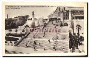 Old Postcard Marseille Monumental Staircase of the Gare St Charles