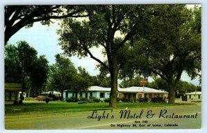 LAMAR, CO Colorado ~ Roadside LIGHT'S MOTEL c1960s Prowers County Postcard