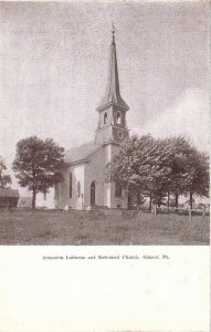 Postcard Jerusalem Lutheran + Reformed Church Almont PA