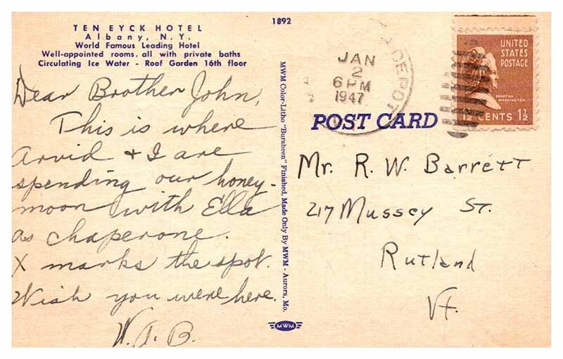Postcard HOTEL SCENE Albany New York NY AR9364
