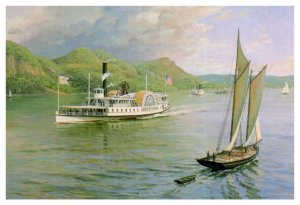 Sidewheel Steamer Chrystenah of the Nyack Line in 1875 Boat Postcard