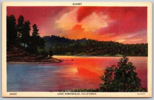 Vtg California CA Lake Arrowhead Sunset San Bernardino Mountains 1930s Postcard