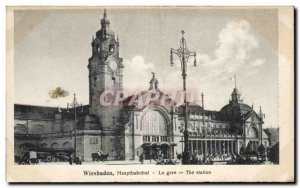 Old Postcard Wiesbaden Haupthabanhof The Station The station