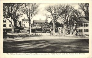 Pigeon Cove Massachusetts MA Village Square Castle and Library Vintage Postcard