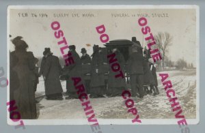 Sleepy Eye MINNESOTA RPPC 1914 FUNERAL Catholic Priest Stutz HEARSE Coffin Death