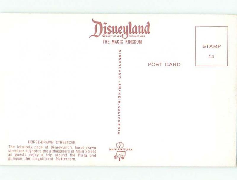 Unused Pre-1980 HORSE DRAWN STREETCAR AT DISNEYLAND Anaheim CA p2795-12